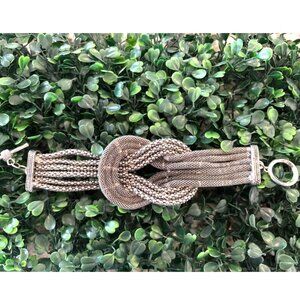 Steel Woven Mesh Bracelet w/Slipknot - Silver tone - Vintage